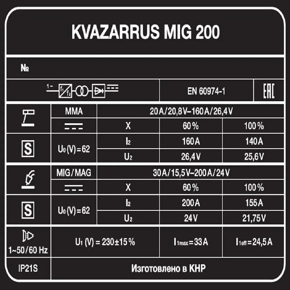 Сварочный полуавтомат KVAZARRUS MIG 200