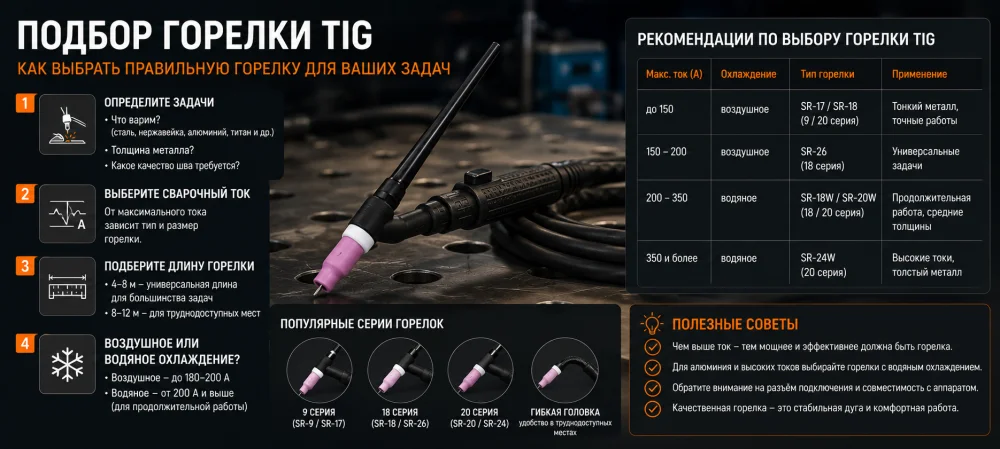 Подбор горелки TIG