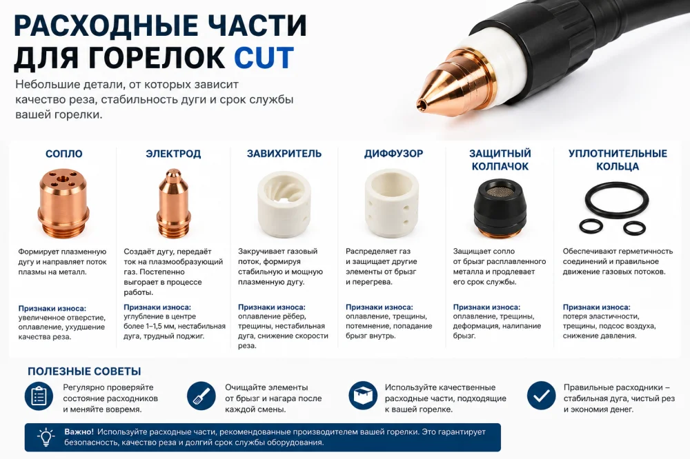 Про расходные части для горелок CUT доступным языком.