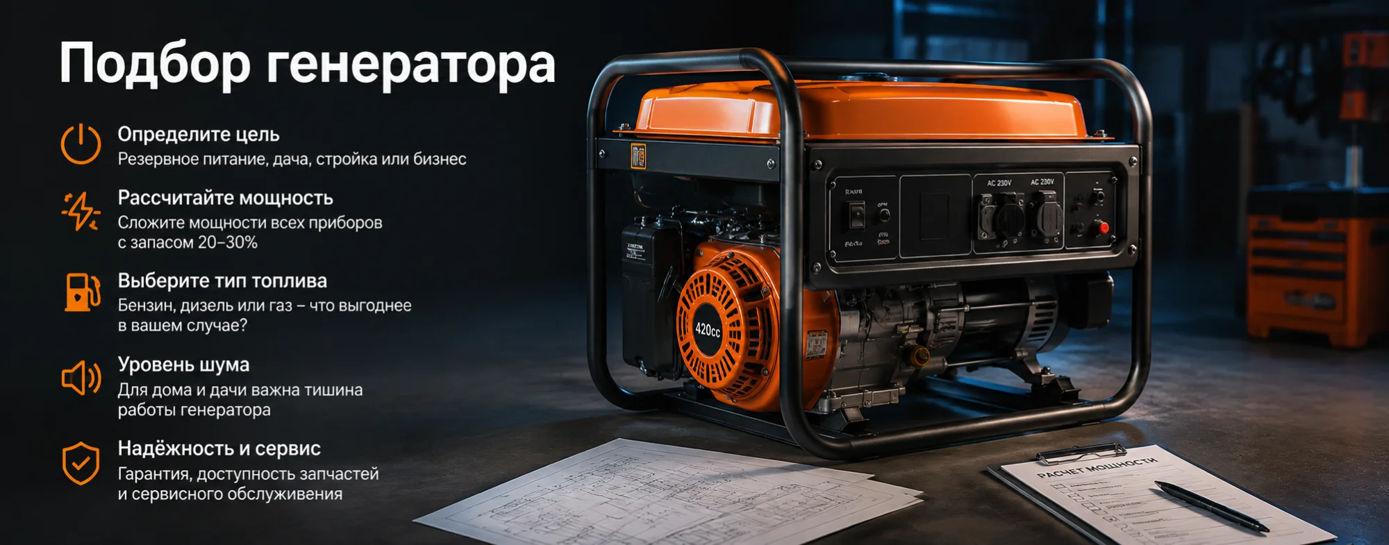 Подбор генератора