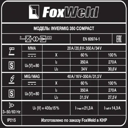 Сварочный полуавтомат Invermig 350 Compact