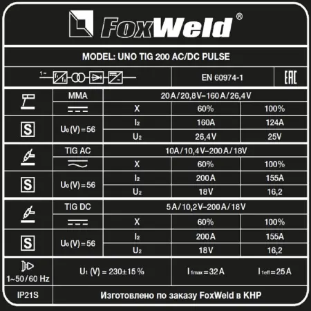 Аппарат аргонодуговой сварки UNO TIG 200 AC/DC PULSE Аппарат аргонодуговой сварки UNO TIG 200 AC/DC PULSE